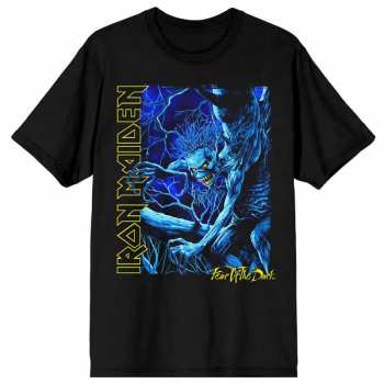 Merch Iron Maiden: Póló Fear Of The Dark Blue Tone Eddie Vertical Logo Iron Maiden