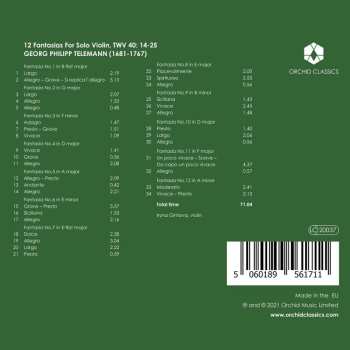 CD Georg Philipp Telemann: 12 Fantasias For Solo Violin
