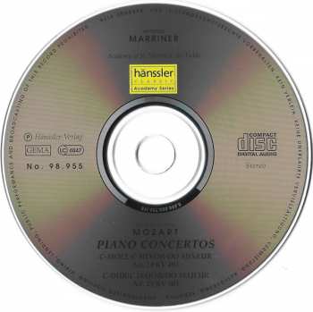 CD Ivan Moravec: Piano Concertos No 24 in C Minor/KV 491, No 25 In C Major/KV 503
