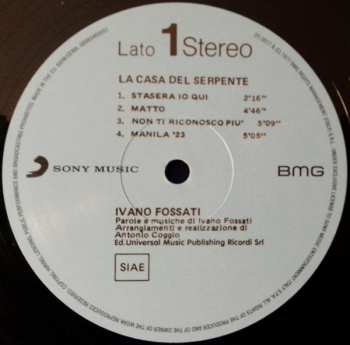 LP Ivano Fossati: La Casa Del Serpente