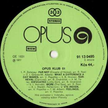 LP Orchestr Josefa Vobruby: Opus Club 01