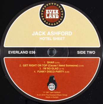 LP Jack Ashford: Hotel Sheet