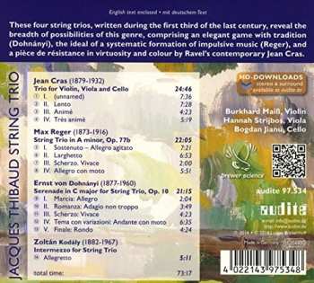 CD Jacques Thibaud String Trio: Cras - Reger - Dohnányi - Kodály