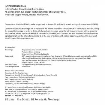 SACD Jakob Lindberg: A Lute By Sixtus Rauwolf - French And German Baroque Music