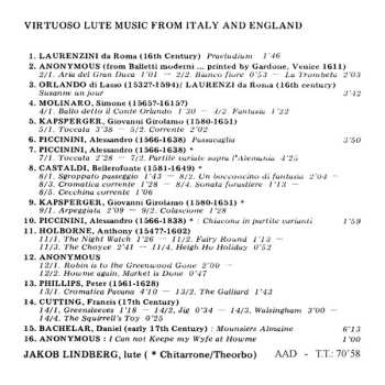 CD Jakob Lindberg: Virtuoso Lute Music From Italy And England