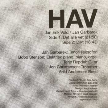 LP Jan Garbarek: Hav