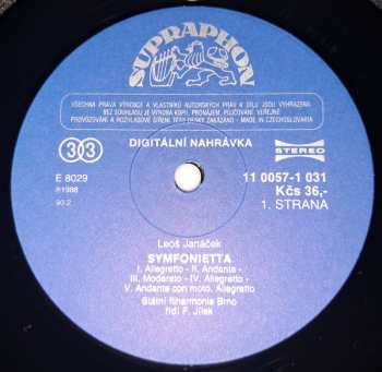 LP Leoš Janáček: Symfonietta / Taras Bulba