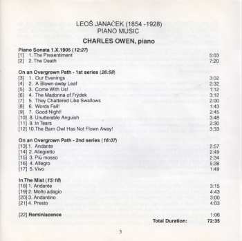 CD Leoš Janáček: Piano Music:  Sonata I.X.1905, On An Overgrown Path, In The Mist, Reminiscence