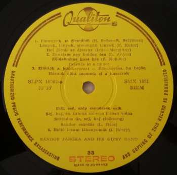 LP Jaroka-Gipsy-Orchester: Magyar Nóták = Hungarian Popular Songs