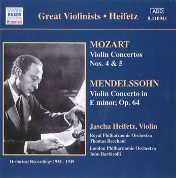 Album Wolfgang Amadeus Mozart: Mozart & Mendelssohn: Violin Concertos - Heifetz