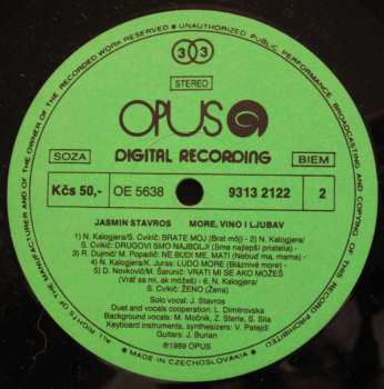 LP Jasmin Stavros: More, Vino I Ljubav