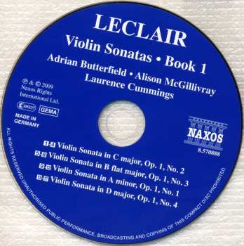 CD Laurence Cummings: Violin Sonatas • Book 1: Nos. 1-4