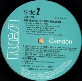 LP Jim Reeves: Jim Reeves' Golden Records