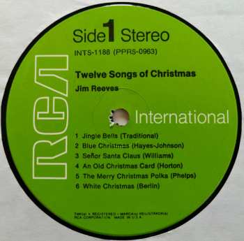LP Jim Reeves: Twelve Songs Of Christmas