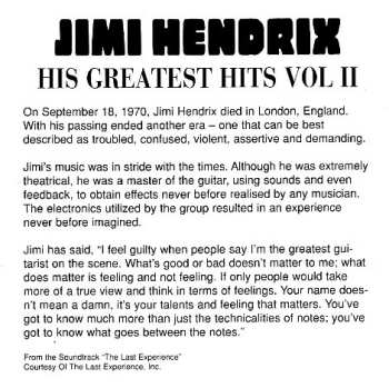CD Jimi Hendrix: His Greatest Hits Vol. II