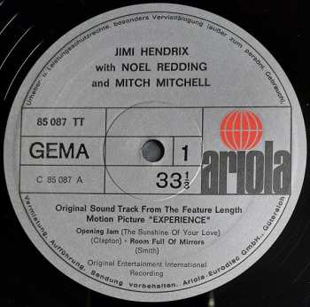 LP Jimi Hendrix: Experience (Original Sound Track From The Feature Length Motion Picture)