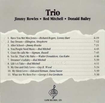 CD Jimmy Rowles: Trio