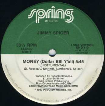 Album Jimmy Spicer: Money (Dollar Bill Y'all)