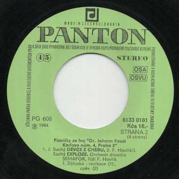 2SP Jiří Suchý: Dr Johann Faust, Praha II., Karlovo Nám. 40