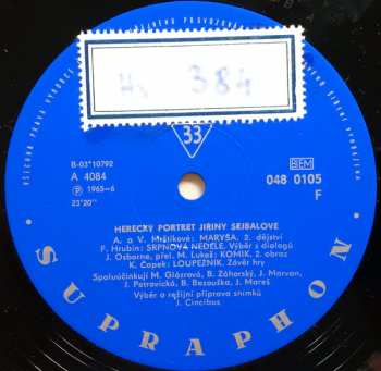 LP Jiřina Šejbalová: Herecký Portrét Jiřiny Šejbalové