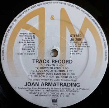 LP Joan Armatrading: Track Record