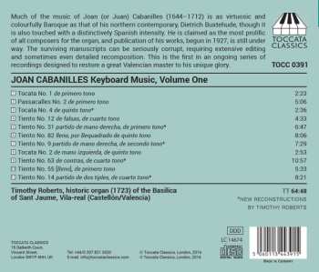 CD Juan Cabanilles: Keyboard Music, Volume One: Eleven Organ Pieces