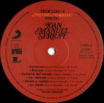 LP Joan Manuel Serrat: Dedicado A Antonio Machado, Poeta