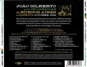 CD João Gilberto: João Gilberto With Os Cariocas In Buenos Aires At Club 676 October 1962