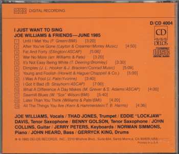 CD Joe Williams: Joe Williams & Friends June 1985 - I Just Want To Sing