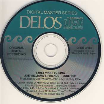 CD Joe Williams: Joe Williams & Friends June 1985 - I Just Want To Sing
