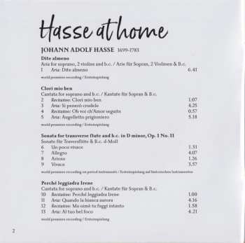 CD Johann Adolf Hasse: Hasse At Home