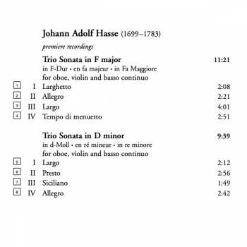 CD Johann Adolf Hasse: Sonatas And Trio Sonatas