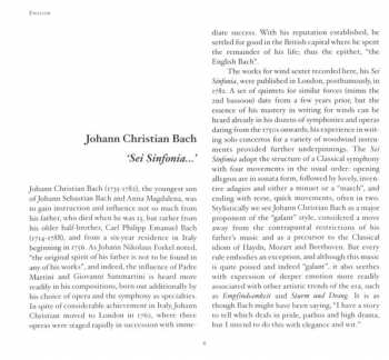 CD Johann Christian Bach: 'Sei Sinfonia' (London, 1782)