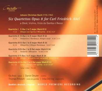 CD Johann Christian Bach: Six Quartettos Opus 8 For Carl Friedrich Abel