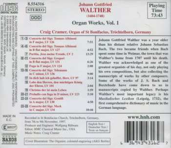 CD Johann Gottfried Walther: Organ Works Volume 1