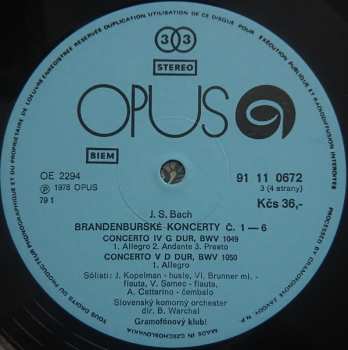 2LP Johann Sebastian Bach: 6 Brandenburg Concertos (2xLP)