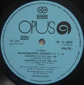 2LP Johann Sebastian Bach: 6 Brandenburg Concertos (2xLP)