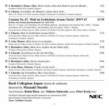CD Johann Sebastian Bach: Cantatas 18: BWV 66 Erfreut Euch, Ihr Herzen - BWV 134 Ein Herz, Das Seinen Jesum Lebend Weiß - BWV 67 Halt Im Gedächtnis Jesum Christ