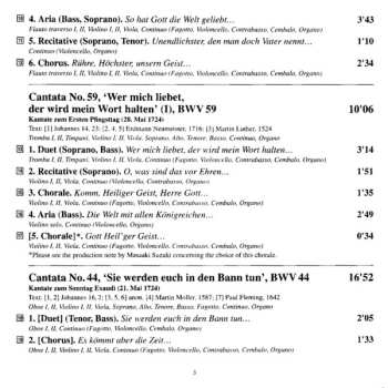 CD Johann Sebastian Bach: Cantatas 20: BWV 44 Sie Werden Euch In Den Bann Tun - BWV 59 Wer Mich Liebet, Der Wird Mein Wort Halten - BWV 173 Erhöhtes Fleish Und Blut- BWV 184 Erwünschtes Freudenlicht 