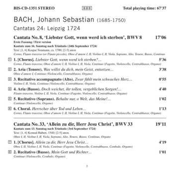 CD Johann Sebastian Bach: Cantatas 24 : BWV 8 Liebster Gott, Wenn Werd Ich Sterben - BWV 33 Allein Zu Dir, Herr Jesu Christ - BWV 113 Herr Jesu Christ, Du Höchstes Gut