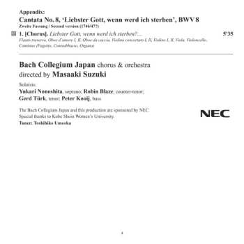 CD Johann Sebastian Bach: Cantatas 24 : BWV 8 Liebster Gott, Wenn Werd Ich Sterben - BWV 33 Allein Zu Dir, Herr Jesu Christ - BWV 113 Herr Jesu Christ, Du Höchstes Gut