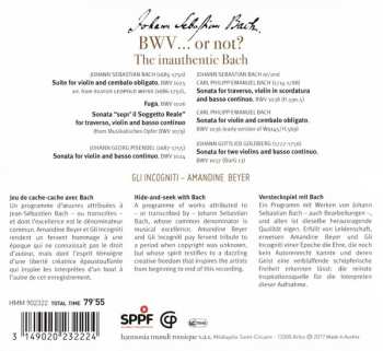 CD Johann Sebastian Bach: BWV...or Not ?