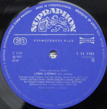 2LP Johann Sebastian Bach: Lipské Chorály (2xLP)