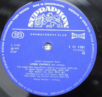 2LP Johann Sebastian Bach: Lipské Chorály (2xLP)