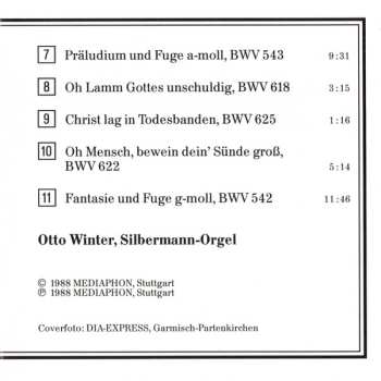 CD Johann Sebastian Bach: Toccata & Fuge (Berühmte Orgelwerke / Choräle Aus Dem »Orgelbüchlein«)