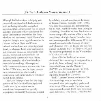 CD Johann Sebastian Bach: Lutheran Masses, Volume One