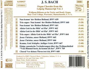CD Johann Sebastian Bach: Organ Chorales From The Leipzig Manuscript, Vol. 2