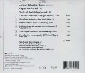 CD Johann Sebastian Bach: Organ Works Vol. 20
