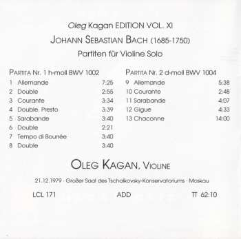 CD Johann Sebastian Bach: Partiten Für Violine Solo BWV 1002 & No. 2 BWV 1004