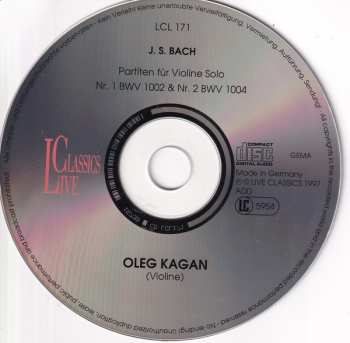 CD Johann Sebastian Bach: Partiten Für Violine Solo BWV 1002 & No. 2 BWV 1004